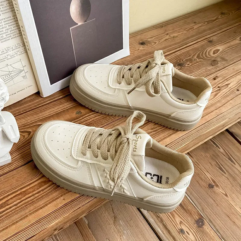 Women's White Thick-soled Fashionable Versatile Niche Comfortable Canvas Shoes