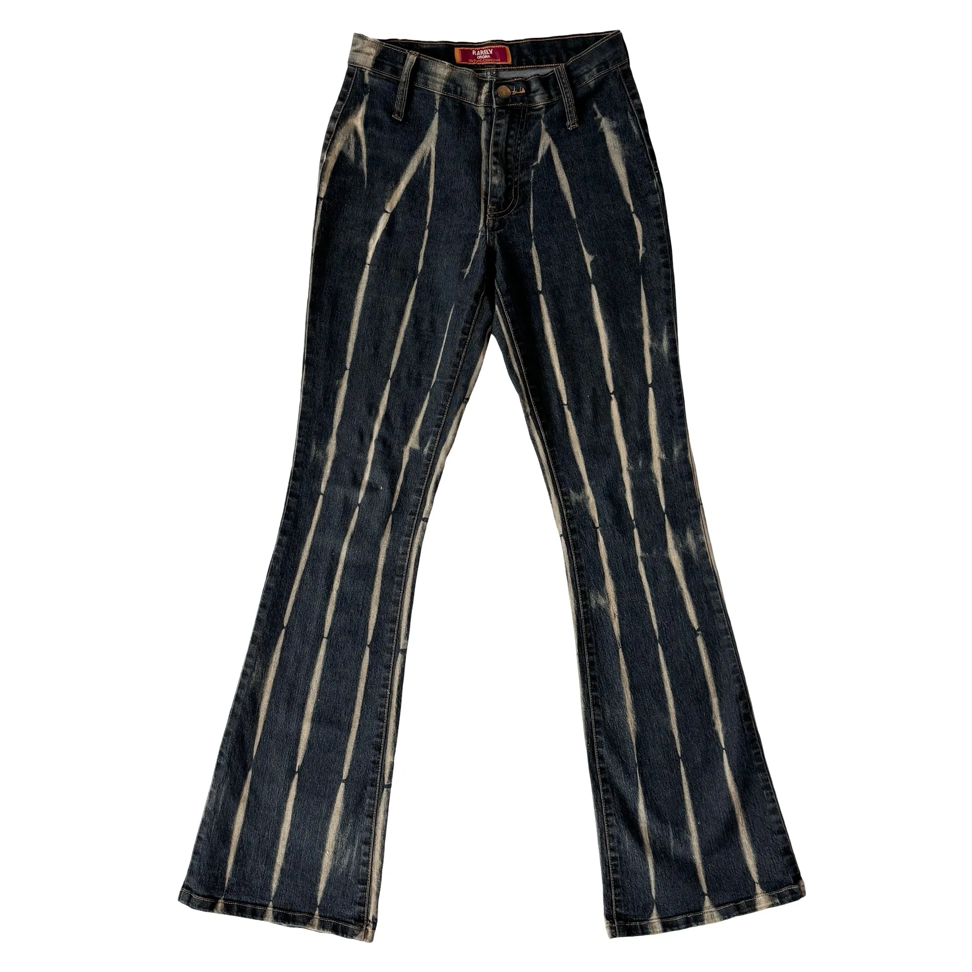 Y2K Bleach Striped Jeans (XS)